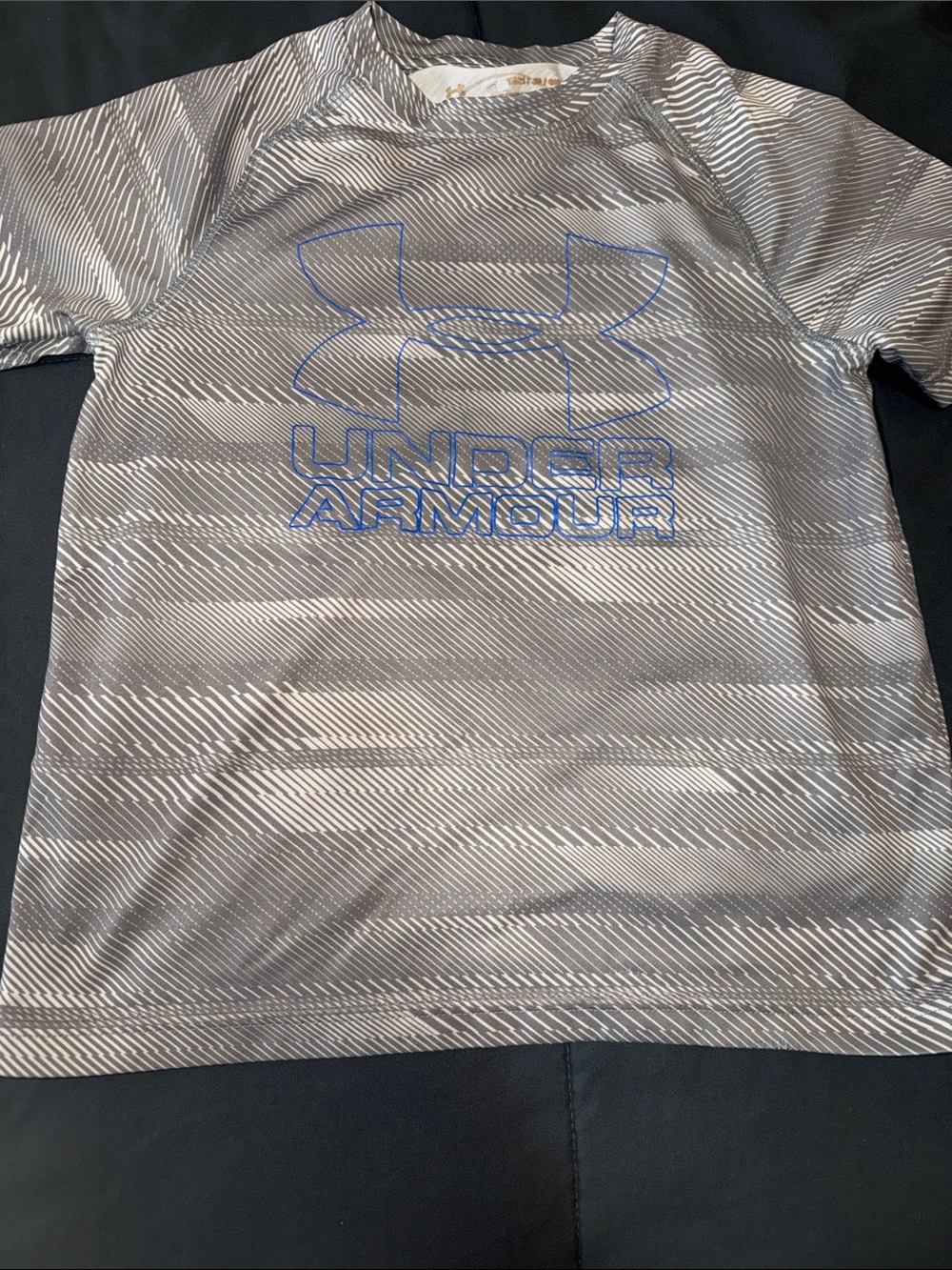 Under Armour Boy’s Gray Short-Sleeve Performance Tee with Blue Logo